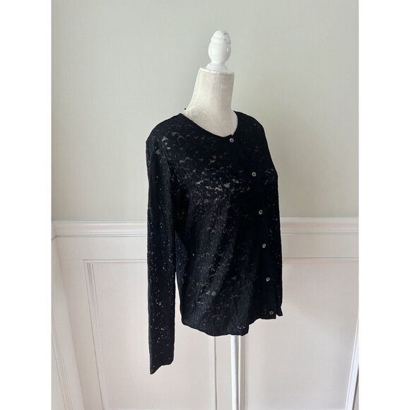 Van Tisse Vintage Black Lace Cardigan Size M - Picture 2 of 5